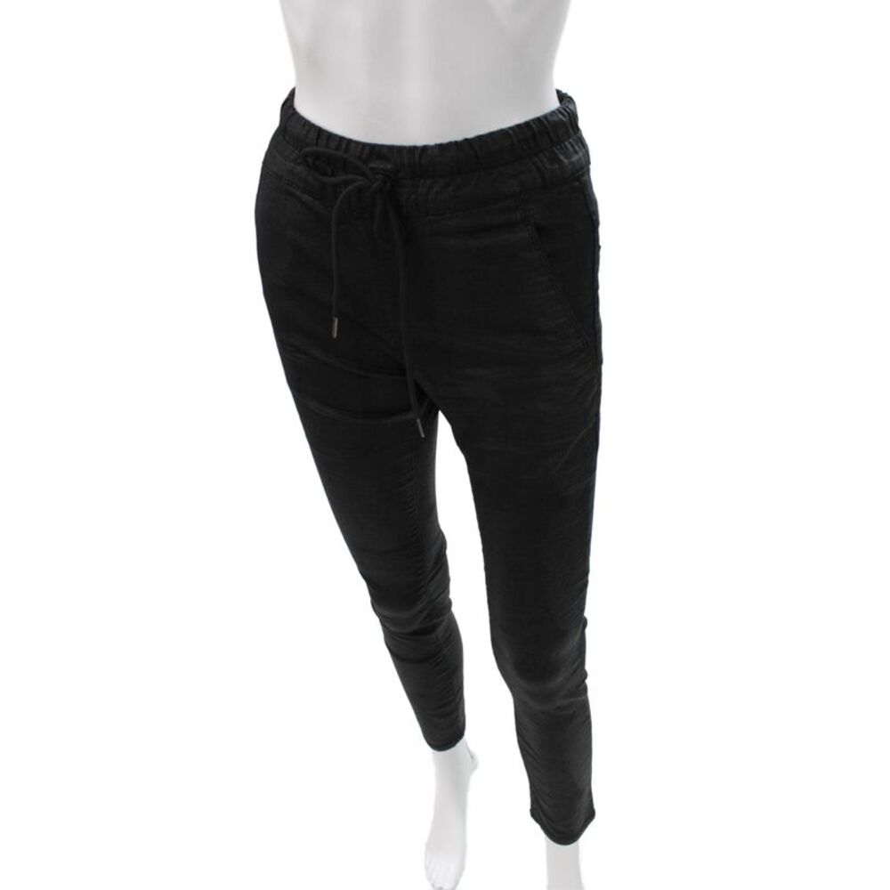 Flog Women Jogger Pants Black Cotton Lycra Drawstring Size 25
